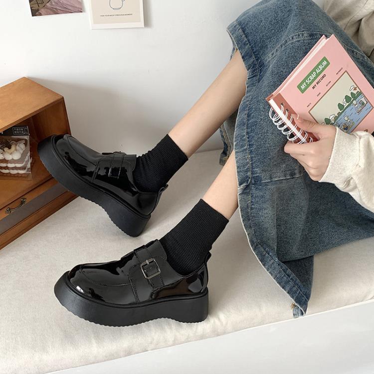 2023新款英倫風小皮鞋女軟皮日系制服鞋厚底正韓單鞋子代髮-細節圖4