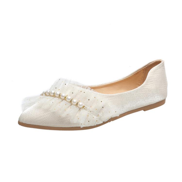 豆豆鞋 小香風單鞋2023年春秋款仙女風溫柔軟底平底鞋淺口鞋女大碼-細節圖6