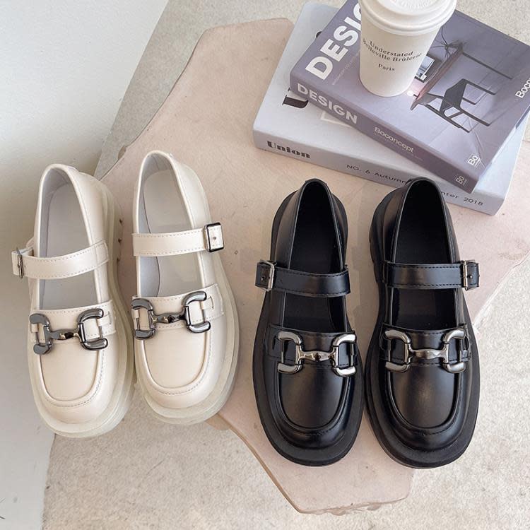 2023年秋季新款英倫風厚底小皮鞋女時尚一字扣帶學生瑪麗珍單鞋-細節圖2