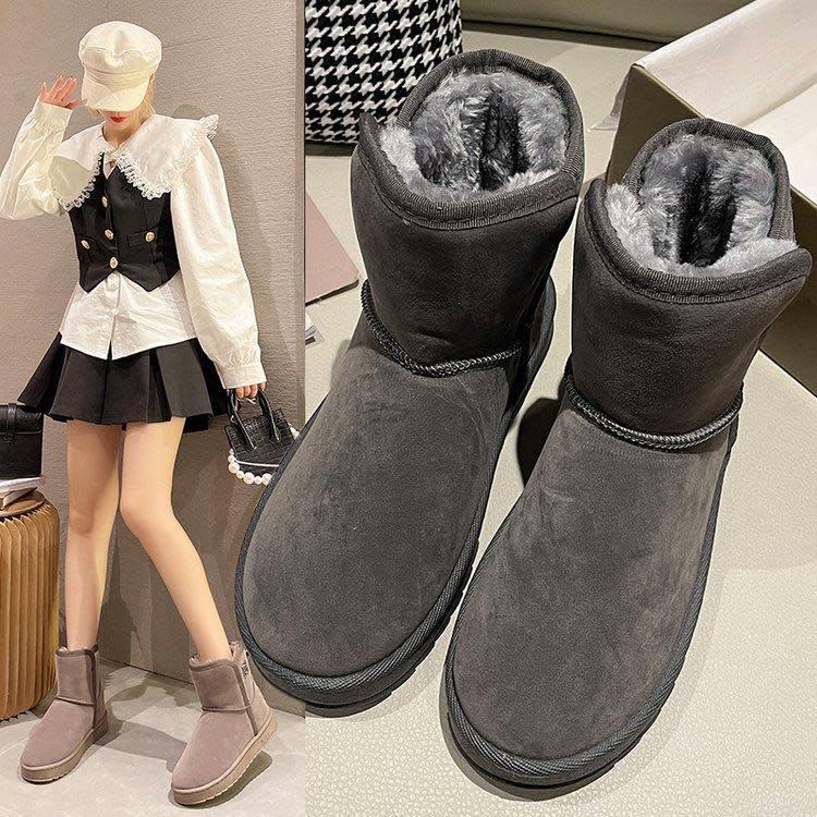 厚底鞋 皮毛一體雪地靴女冬2023年加絨加厚皮毛雪地棉鞋東北短筒靴子-細節圖2