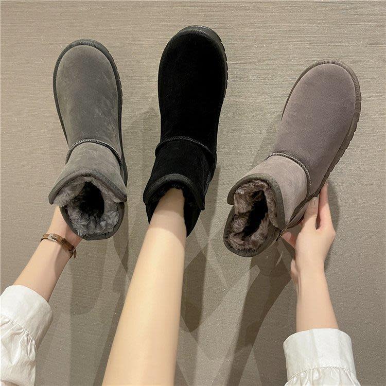 厚底鞋 皮毛一體雪地靴女冬2023年加絨加厚皮毛雪地棉鞋東北短筒靴子-細節圖3