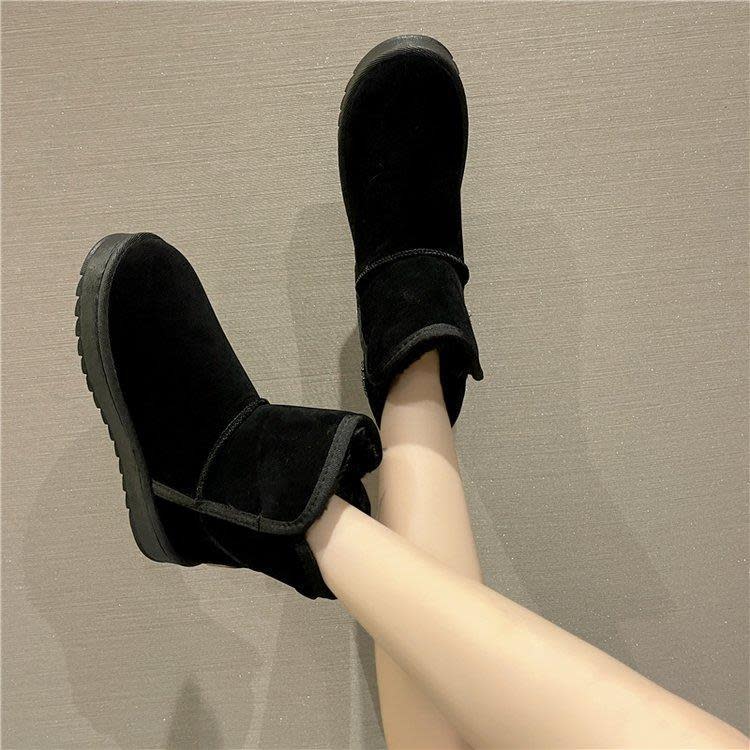 厚底鞋 皮毛一體雪地靴女冬2023年加絨加厚皮毛雪地棉鞋東北短筒靴子-細節圖4