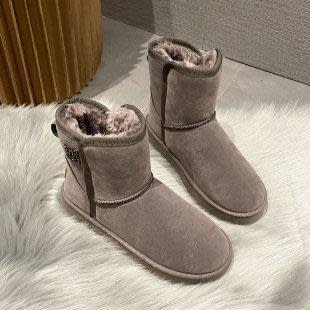 厚底鞋 皮毛一體雪地靴女冬2023年加絨加厚皮毛雪地棉鞋東北短筒靴子-細節圖8