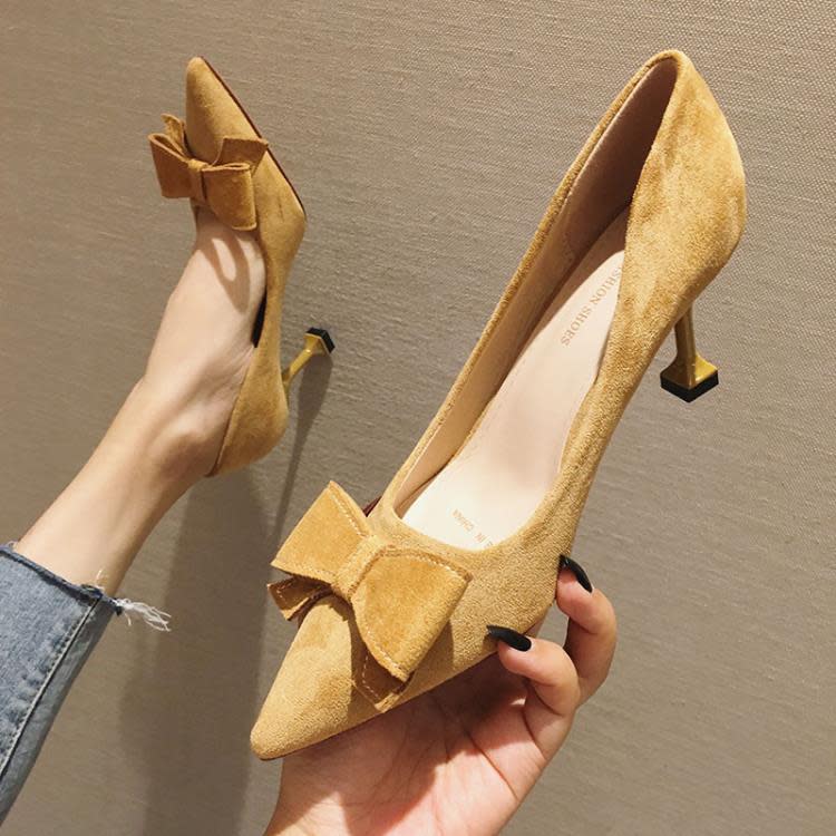 高跟鞋 7328-38職業工作鞋2023貓跟單鞋網紅細跟鞋女尖頭小碼313233-細節圖3