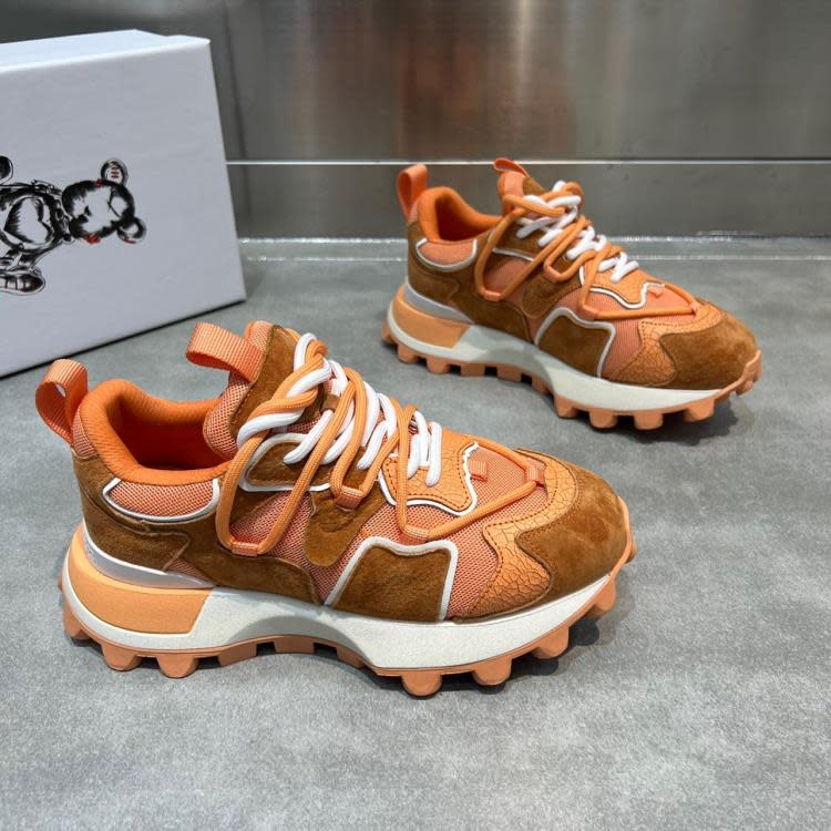 歐洲站厚底老爹鞋女2023春季新款學生雙色系帶單鞋時尚運動休閒鞋-細節圖2