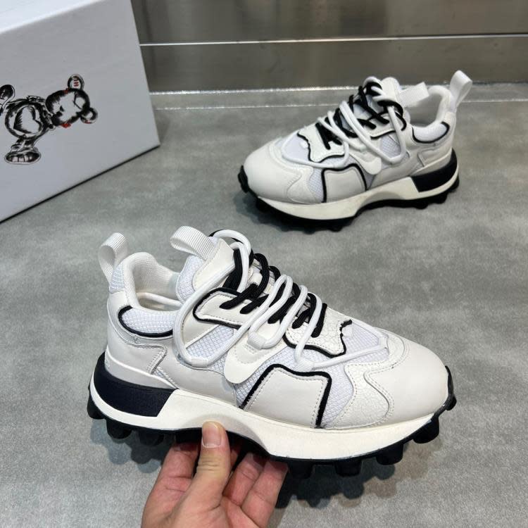 歐洲站厚底老爹鞋女2023春季新款學生雙色系帶單鞋時尚運動休閒鞋-細節圖3