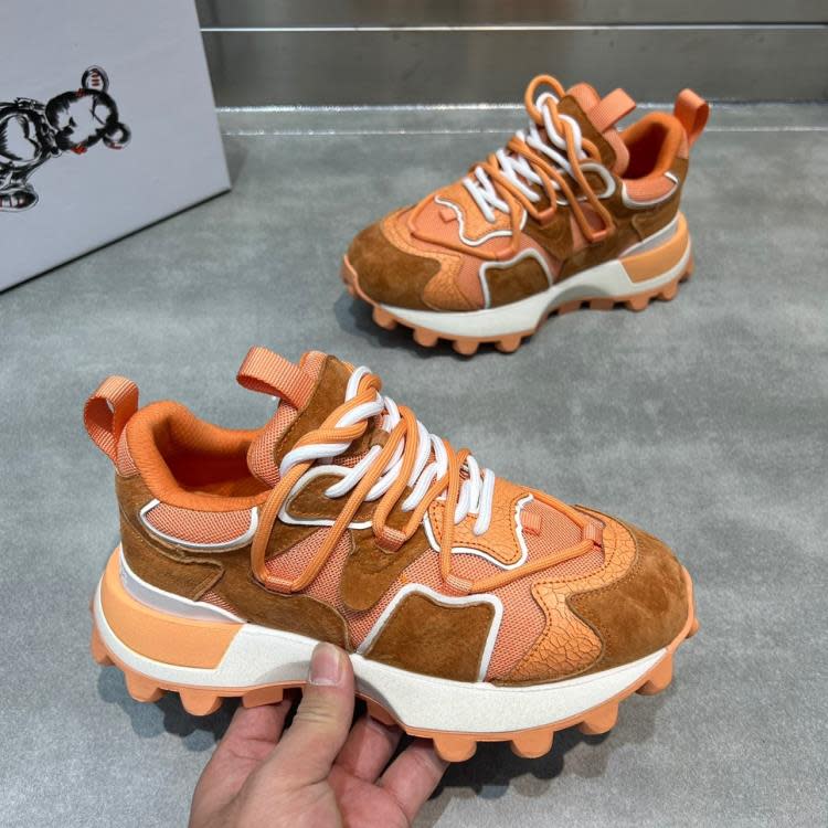 歐洲站厚底老爹鞋女2023春季新款學生雙色系帶單鞋時尚運動休閒鞋-細節圖4