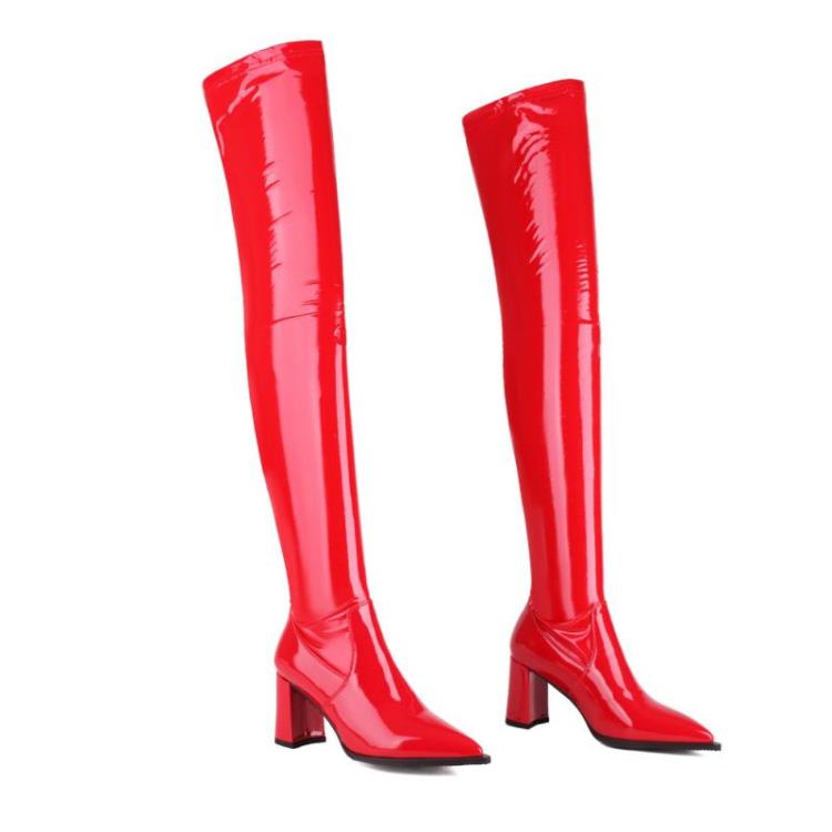 Dropshopping2023冬季款時尚高跟尖頭33-46歐美風彈力過膝靴-細節圖7