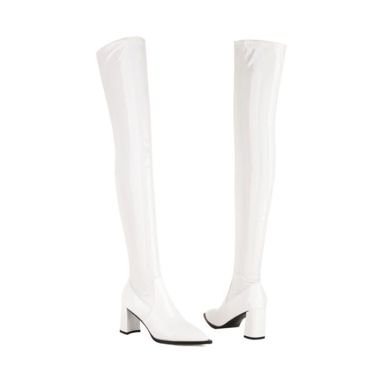 Dropshopping2023冬季款時尚高跟尖頭33-46歐美風彈力過膝靴-細節圖8