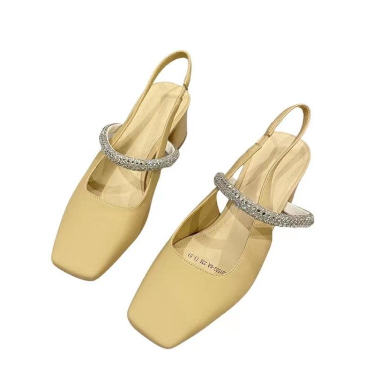 涼鞋 瑪麗珍方頭包頭粗跟一字帶后空2023新款小眾設計感仙女風單鞋-細節圖5