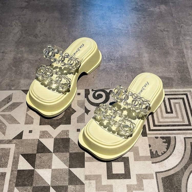 中跟鞋 小個子涼鞋女水鉆女款厚底顯瘦顯高內增高女鞋拖鞋夏外穿時尚-細節圖8