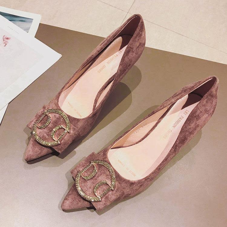 中跟鞋 7328-31貓跟鞋2023新小碼春法式高跟鞋女細跟尖頭單鞋女淺口-細節圖3