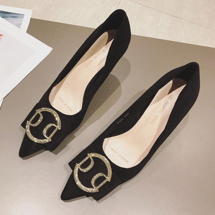 中跟鞋 7328-31貓跟鞋2023新小碼春法式高跟鞋女細跟尖頭單鞋女淺口-細節圖5