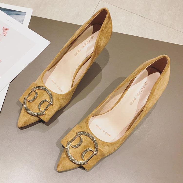 中跟鞋 7328-31貓跟鞋2023新小碼春法式高跟鞋女細跟尖頭單鞋女淺口-細節圖7