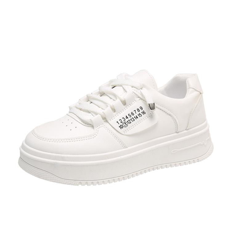 厚底鞋 2023春秋新款松糕小白鞋女休閒增高套腳女鞋一腳蹬小白鞋-細節圖5