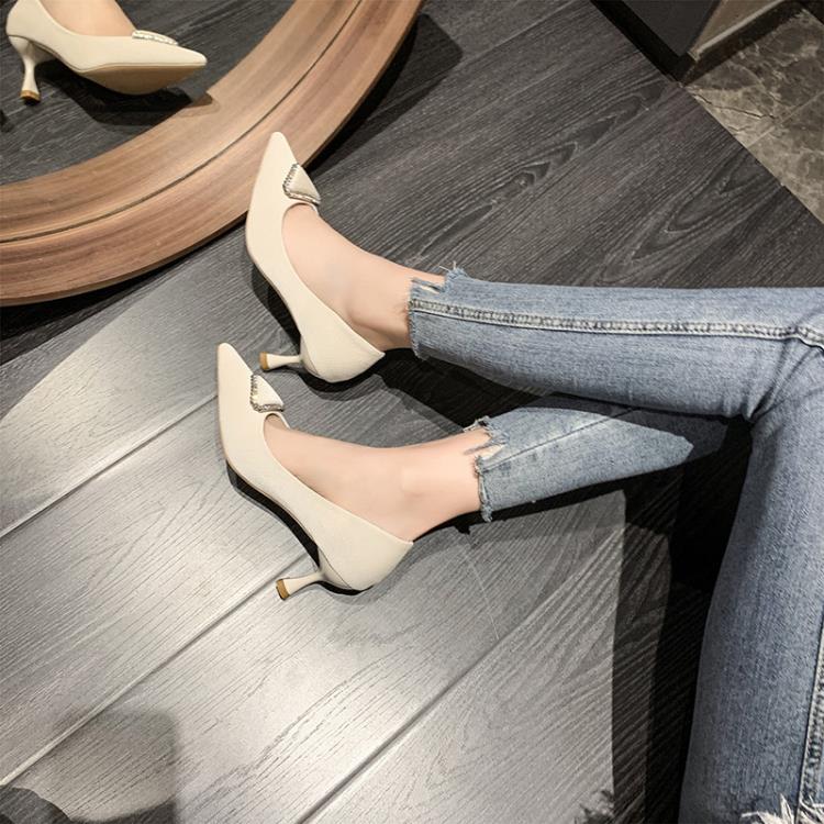 法式尖頭高跟鞋女細跟秋季新款淺口宴會氣質女單鞋女鞋子時裝鞋女-細節圖4