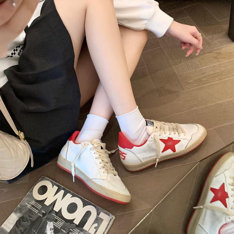 休閒鞋 葡萄媽studiolee 復古臟臟鞋平底彩鉆小白鞋拼色星星板鞋春秋-細節圖6