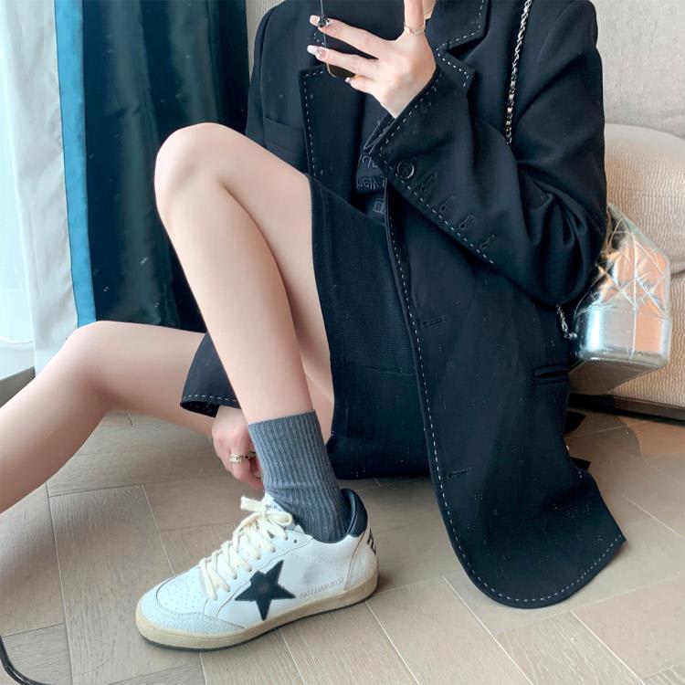 休閒鞋 葡萄媽studiolee 復古臟臟鞋平底彩鉆小白鞋拼色星星板鞋春秋-細節圖8