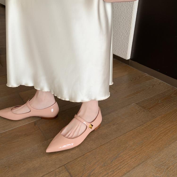 平底鞋 【sheii蘇茵茵】薔薇初夏~法式尖頭一字帶淺口瑪麗珍女單鞋鞋-細節圖2