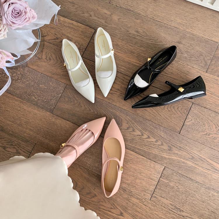 平底鞋 【sheii蘇茵茵】薔薇初夏~法式尖頭一字帶淺口瑪麗珍女單鞋鞋-細節圖4