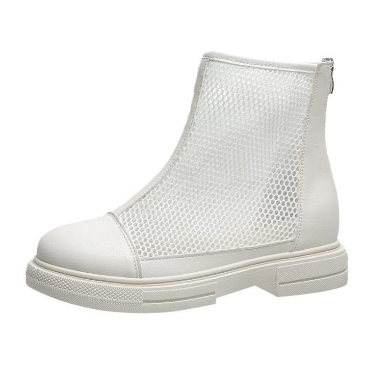 白色馬丁靴女夏季薄款2023新款網紗復古涼靴透氣靴子涼鞋鏤空網靴-細節圖6