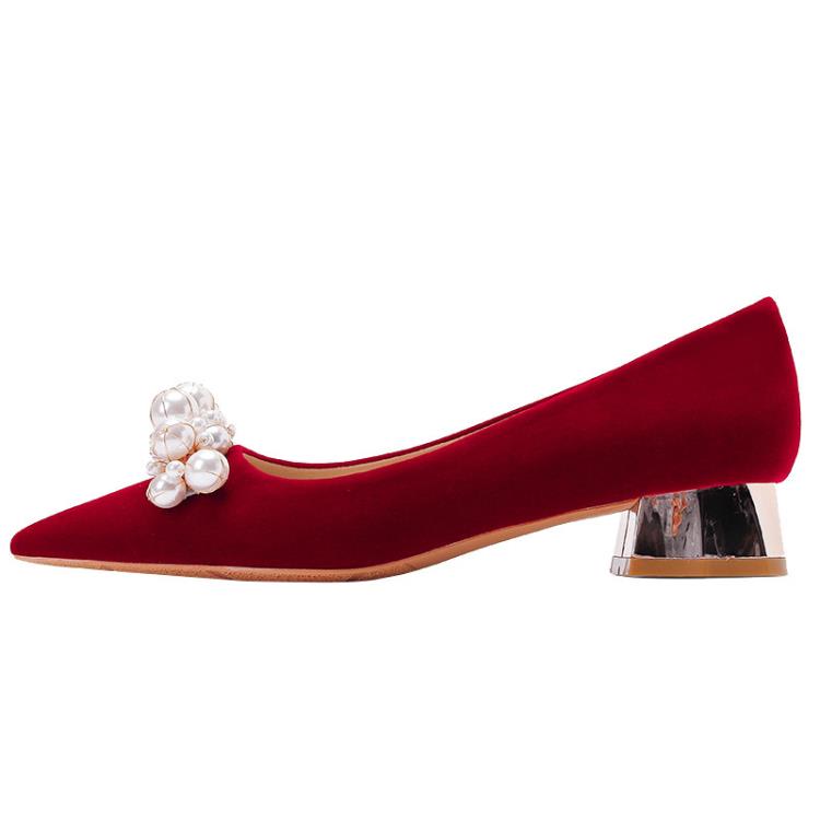 3118-29婚鞋新娘鞋女2023年春新款粗跟鞋秀禾主婚紗不累腳單鞋-細節圖5