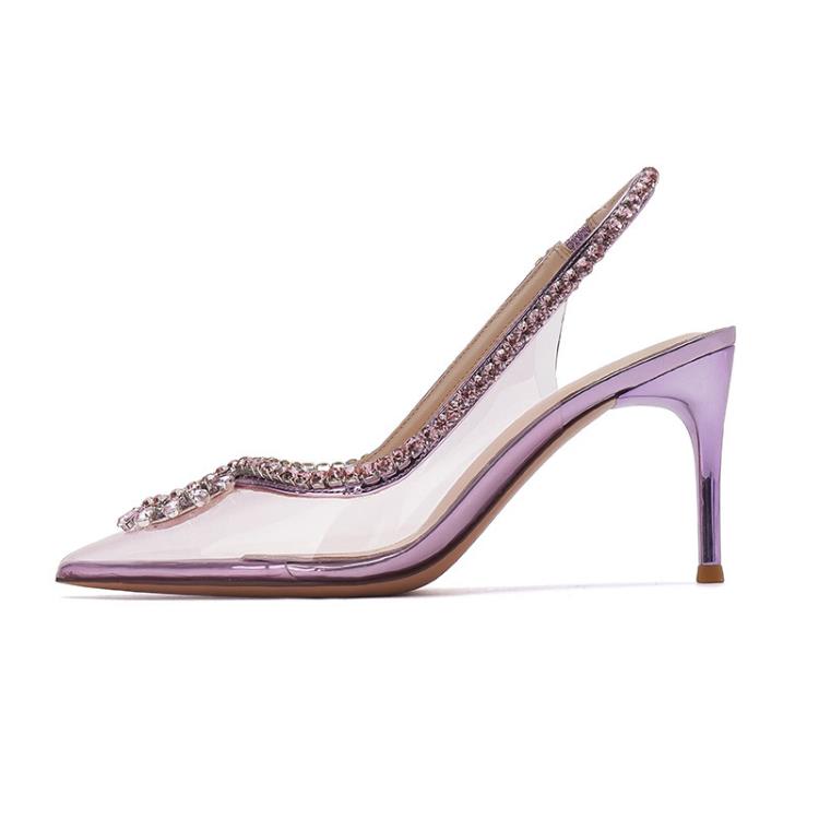 高跟鞋 透明涼鞋歐美鞋百搭夏季2023新款法式細跟涼鞋heels尖頭單鞋-細節圖5