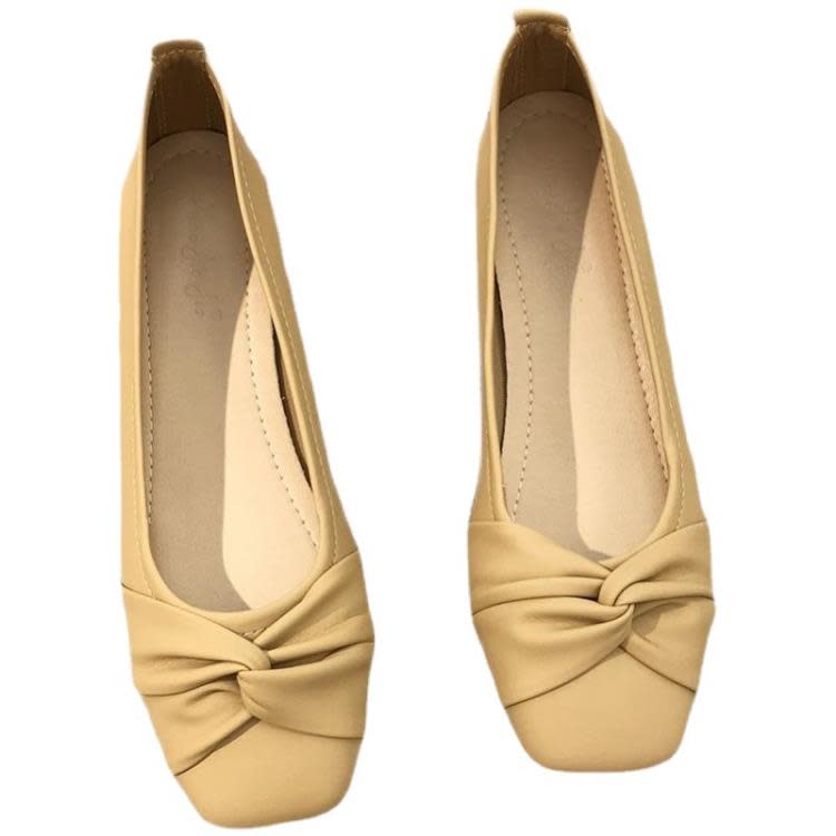 豆豆鞋 淺口單鞋方頭女2023春季簡約百搭軟皮軟底低跟溫柔氣質批髮-細節圖5