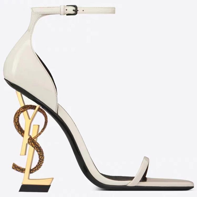 高跟鞋 2023年新款鞋女一字帶字母跟超性感夜店涼鞋女-細節圖5