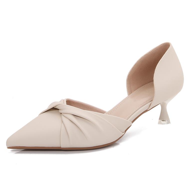 2023夏季新款中空尖頭時尚正韓淺口后空細跟高跟鞋單鞋女-細節圖5