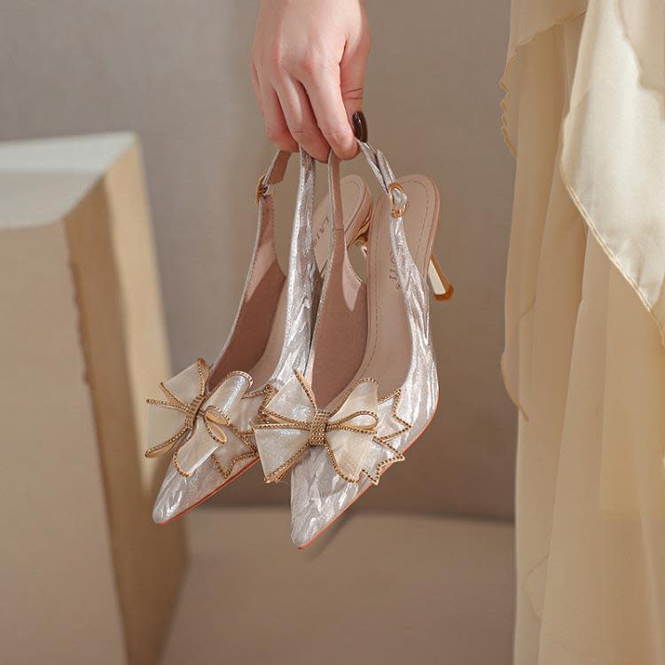 高跟鞋 byz-h一件代髮新款尖頭格利特后空水晶蝴蝶結搭扣細跟性感鞋-細節圖4