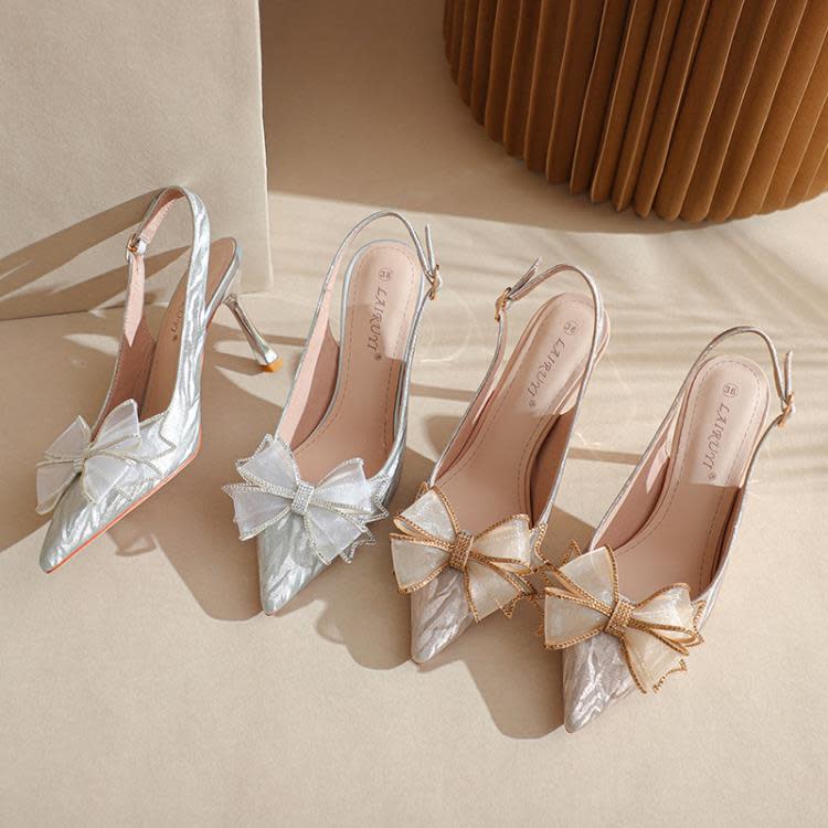 高跟鞋 byz-h一件代髮新款尖頭格利特后空水晶蝴蝶結搭扣細跟性感鞋-細節圖5