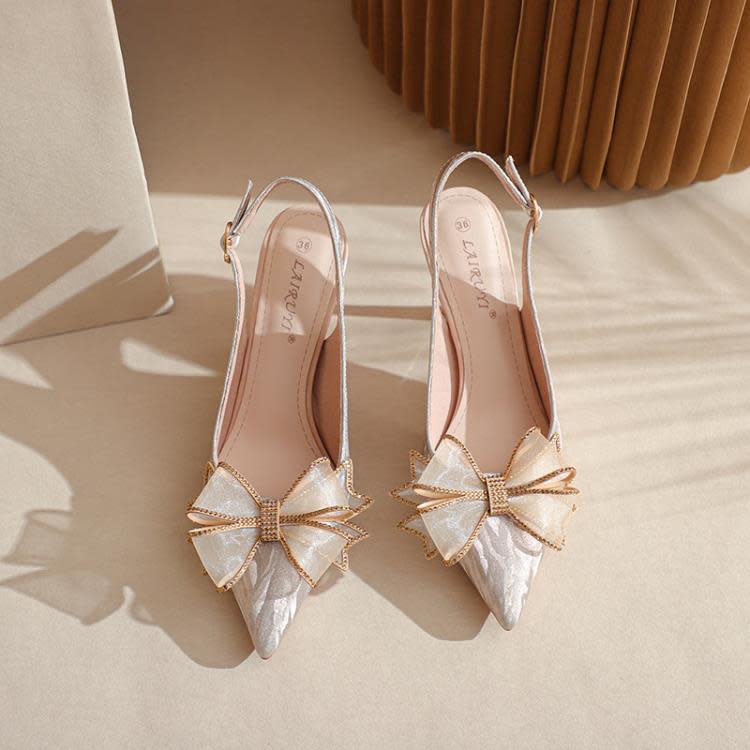 高跟鞋 byz-h一件代髮新款尖頭格利特后空水晶蝴蝶結搭扣細跟性感鞋-細節圖6