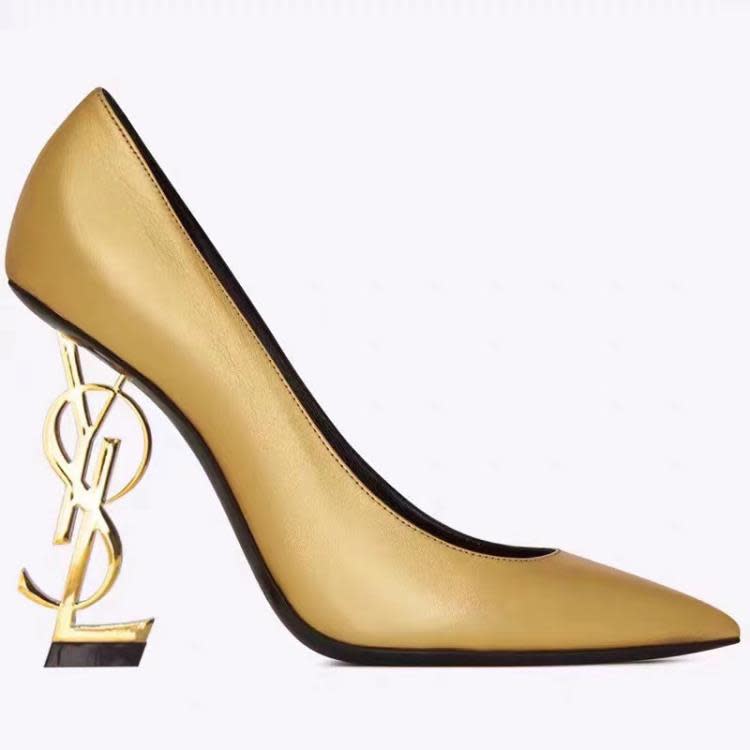 高跟鞋 現貨宴會單鞋女春夏新款尖頭字母跟10cm黑色女士時裝單鞋女-細節圖5