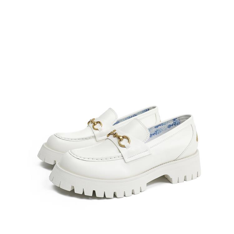 樂福鞋 女小蜜蜂厚底2023秋款歐美馬銜扣真皮單鞋松糕底小皮鞋女鞋-細節圖7