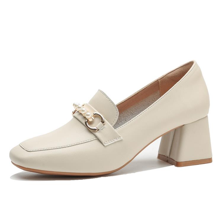 百搭真皮女鞋2023春季新款鞋子女生工作穿粗跟配裙方頭瑪麗珍鞋女-細節圖5