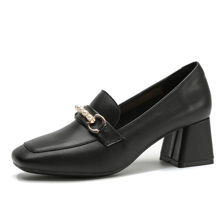 百搭真皮女鞋2023春季新款鞋子女生工作穿粗跟配裙方頭瑪麗珍鞋女-細節圖6