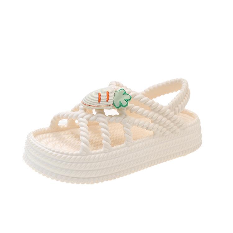 厚底鞋 涼鞋女外穿2023年新款夏季網紅仙女風松糕可愛兔子沙灘羅馬鞋-細節圖7