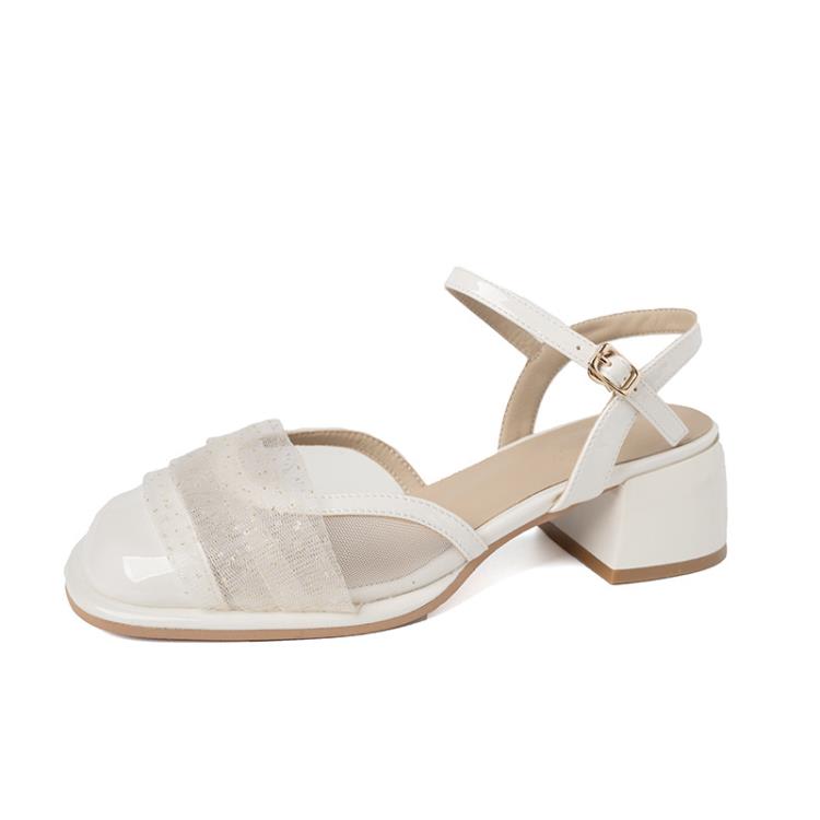 高跟鞋 包頭涼鞋女2023年夏季時尚新款仙女風法式瑪麗珍粗跟涼鞋女士-細節圖6