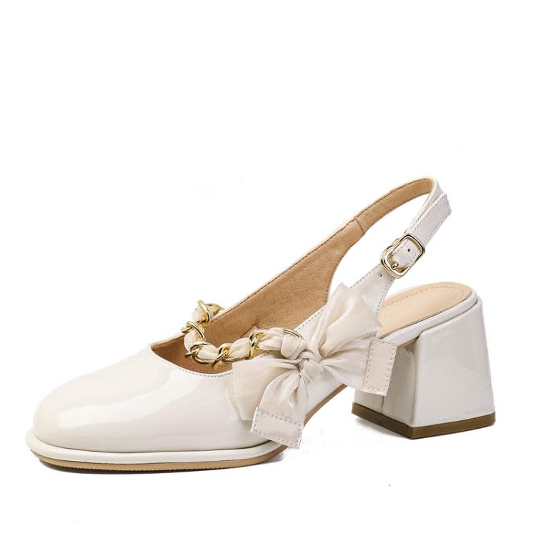 中跟鞋 代髮2023年夏季新款包頭涼鞋女仙女風粗跟后空瑪麗珍女鞋批髮-細節圖5