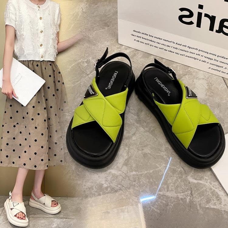 厚底鞋 交叉帶涼鞋女外穿2023新款夏季女鞋露趾網紅松糕女士鞋子百搭-細節圖2