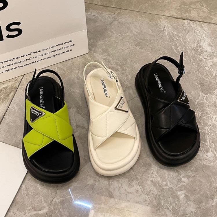 厚底鞋 交叉帶涼鞋女外穿2023新款夏季女鞋露趾網紅松糕女士鞋子百搭-細節圖4