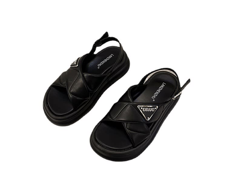 厚底鞋 交叉帶涼鞋女外穿2023新款夏季女鞋露趾網紅松糕女士鞋子百搭-細節圖5