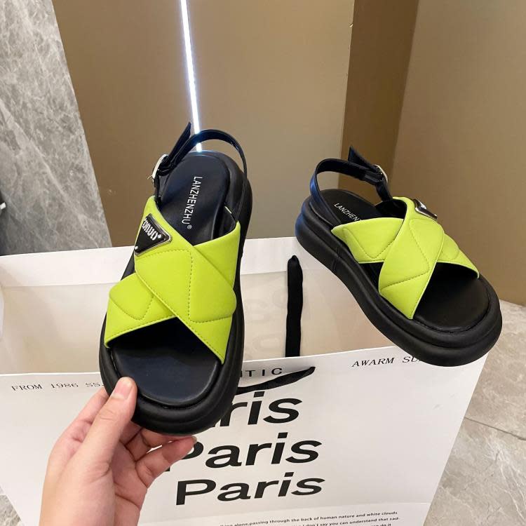 厚底鞋 交叉帶涼鞋女外穿2023新款夏季女鞋露趾網紅松糕女士鞋子百搭-細節圖6