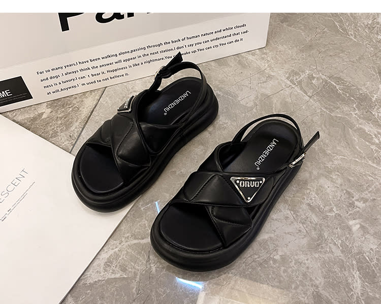 厚底鞋 交叉帶涼鞋女外穿2023新款夏季女鞋露趾網紅松糕女士鞋子百搭-細節圖7