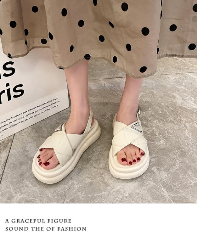 厚底鞋 交叉帶涼鞋女外穿2023新款夏季女鞋露趾網紅松糕女士鞋子百搭-細節圖8