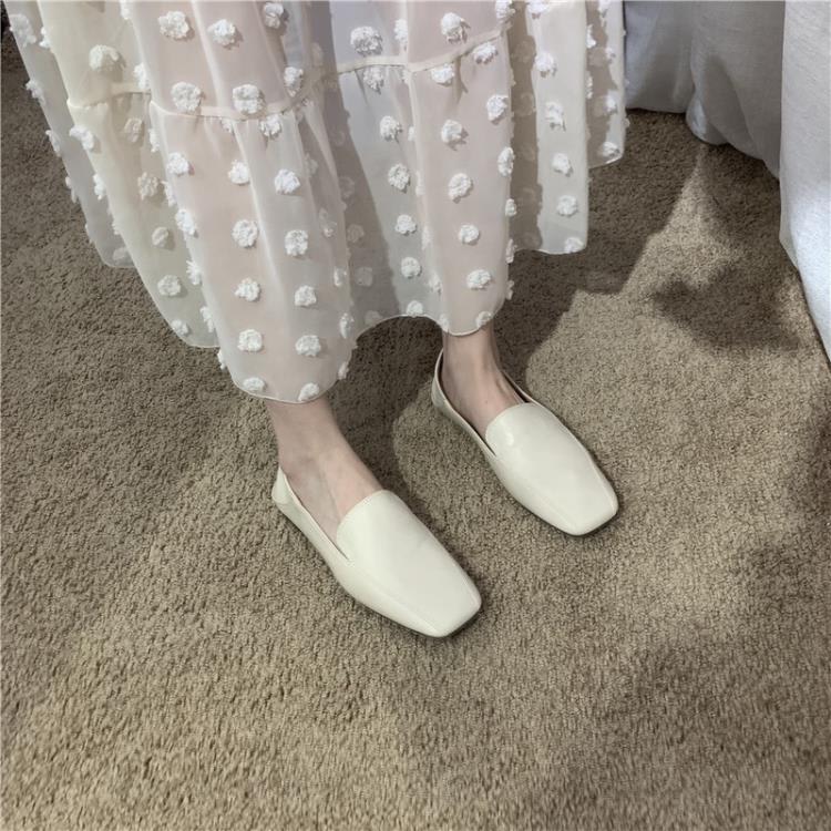 鞋子女2023年新款軟皮平底小皮鞋方頭簡約淺口懶人豆豆鞋孕婦瓢鞋-細節圖8