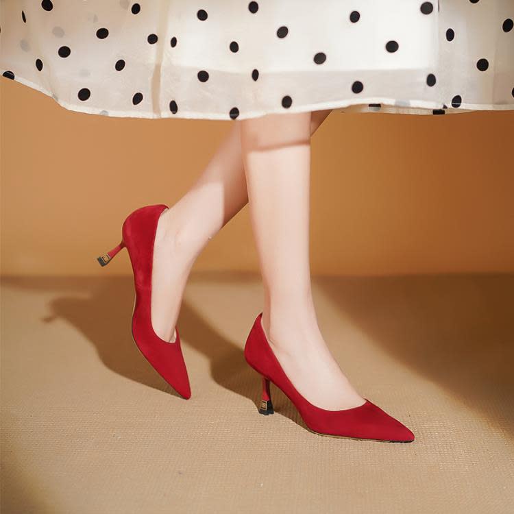 高跟鞋 全真皮顯白百搭2023新款優雅氣質仙女晚宴通勤柔軟不累腳女鞋-細節圖2