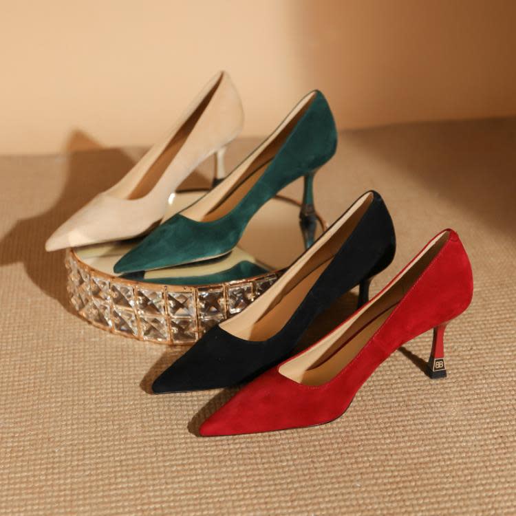 高跟鞋 全真皮顯白百搭2023新款優雅氣質仙女晚宴通勤柔軟不累腳女鞋-細節圖3