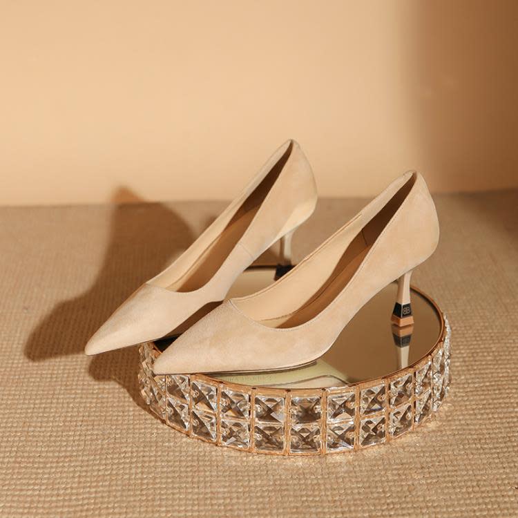 高跟鞋 全真皮顯白百搭2023新款優雅氣質仙女晚宴通勤柔軟不累腳女鞋-細節圖4